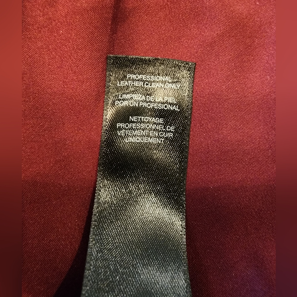 Free Ship!! WHBM Red Leather Moto Jacket with Sleek Fit SIZE XS - Picture 4 of 16